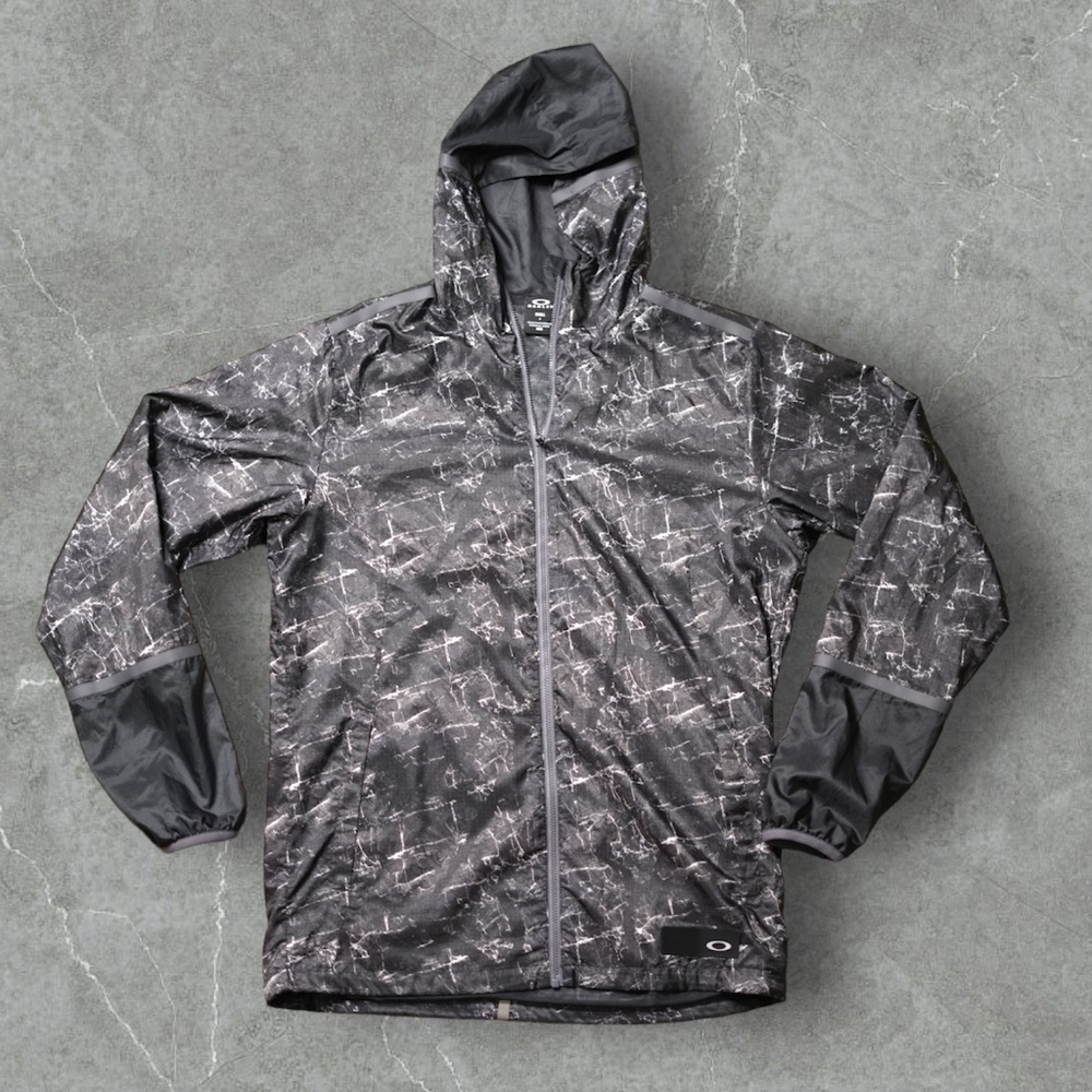 Oakley Black Gray Lightweight windbreaker Full Zip Jacket Size Small